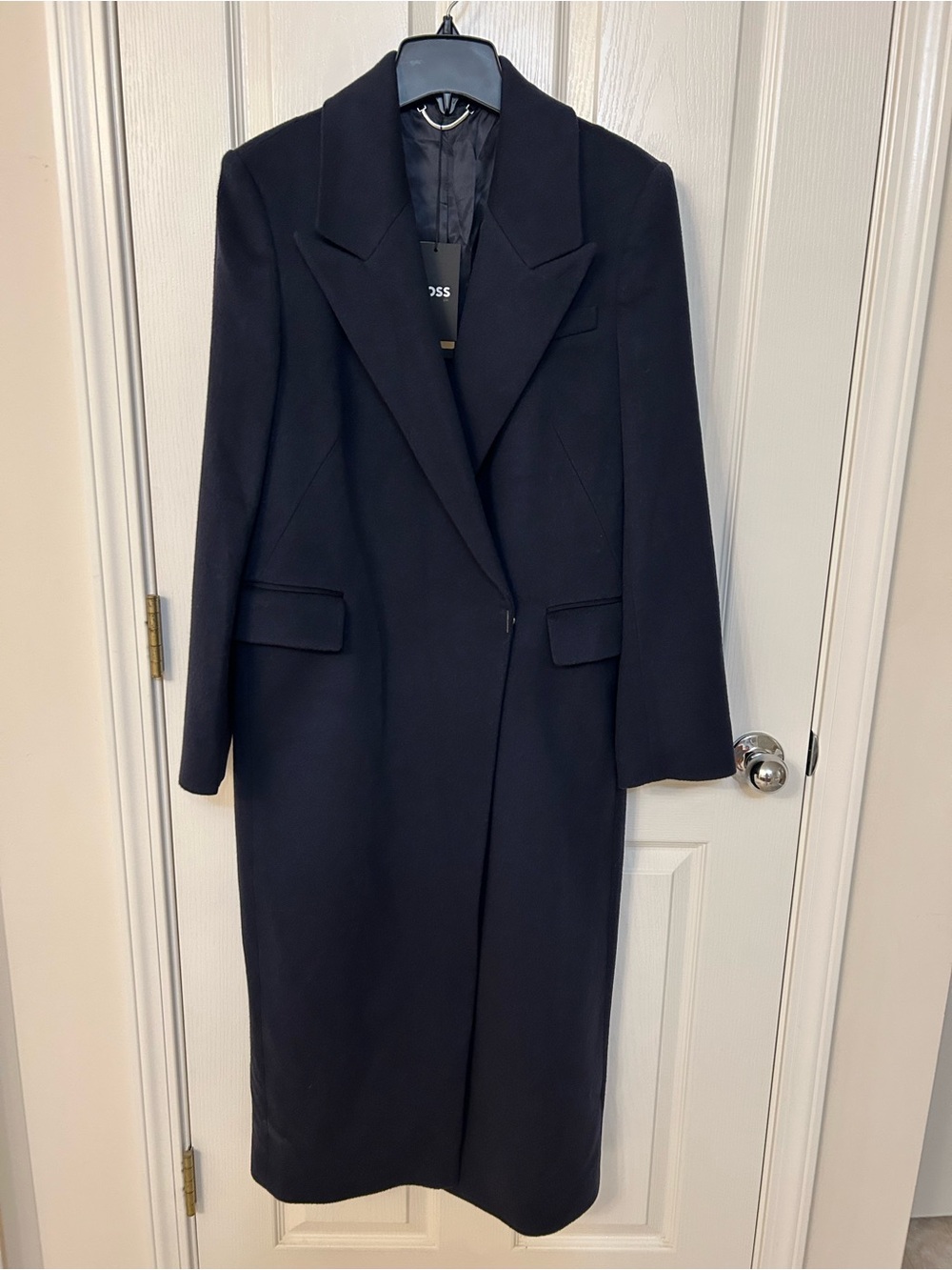Boss Callafy Cashmere Coat in Dark Blue Size 4 - Picture 7 of 13